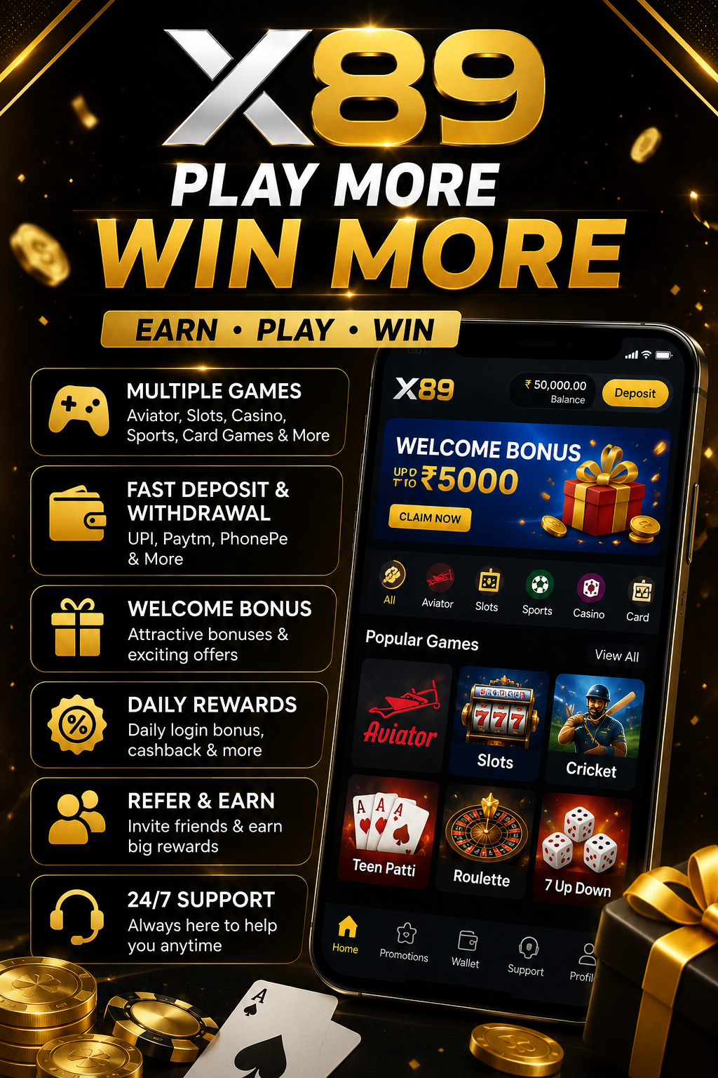 X89 Game Features including bonuses rewards secure payments and fast withdrawals